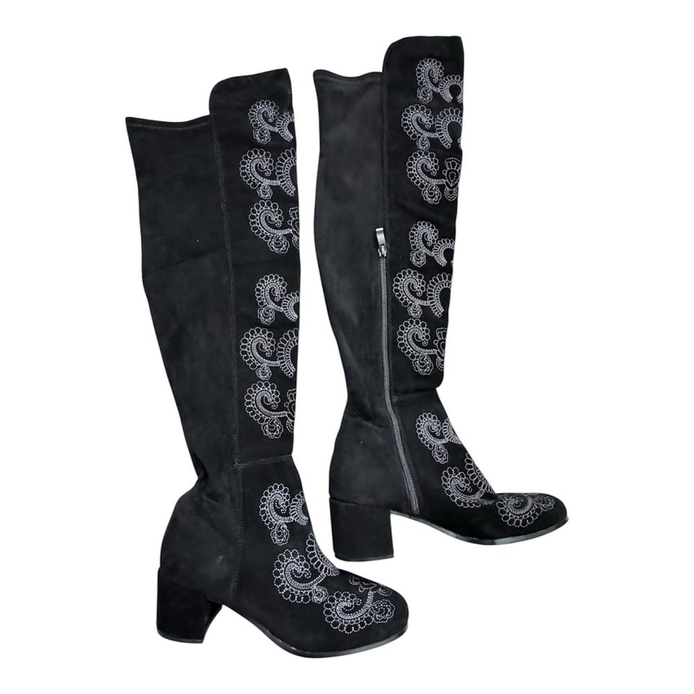 SBICCA CHENOA Black Over The Knee Boots Embroidery Leather Boots (Size 8) - Picture 2 of 12